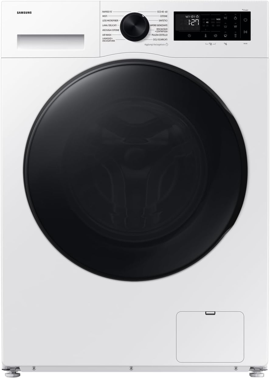 Samsung Waschtrockner, 6 kg, 60 L, Weiß, Crystal Wifi WD11DG5B15BEET, 11 +, Ecobubble, Dampfreiniger, AI Energy Mode