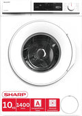 Sharp Waschmaschine, 10 kg, Weiß, ES-NFA014WWNA-DE, 1400 U/min, Energieeffizienzklasse A, AquaStop, AllergySmart