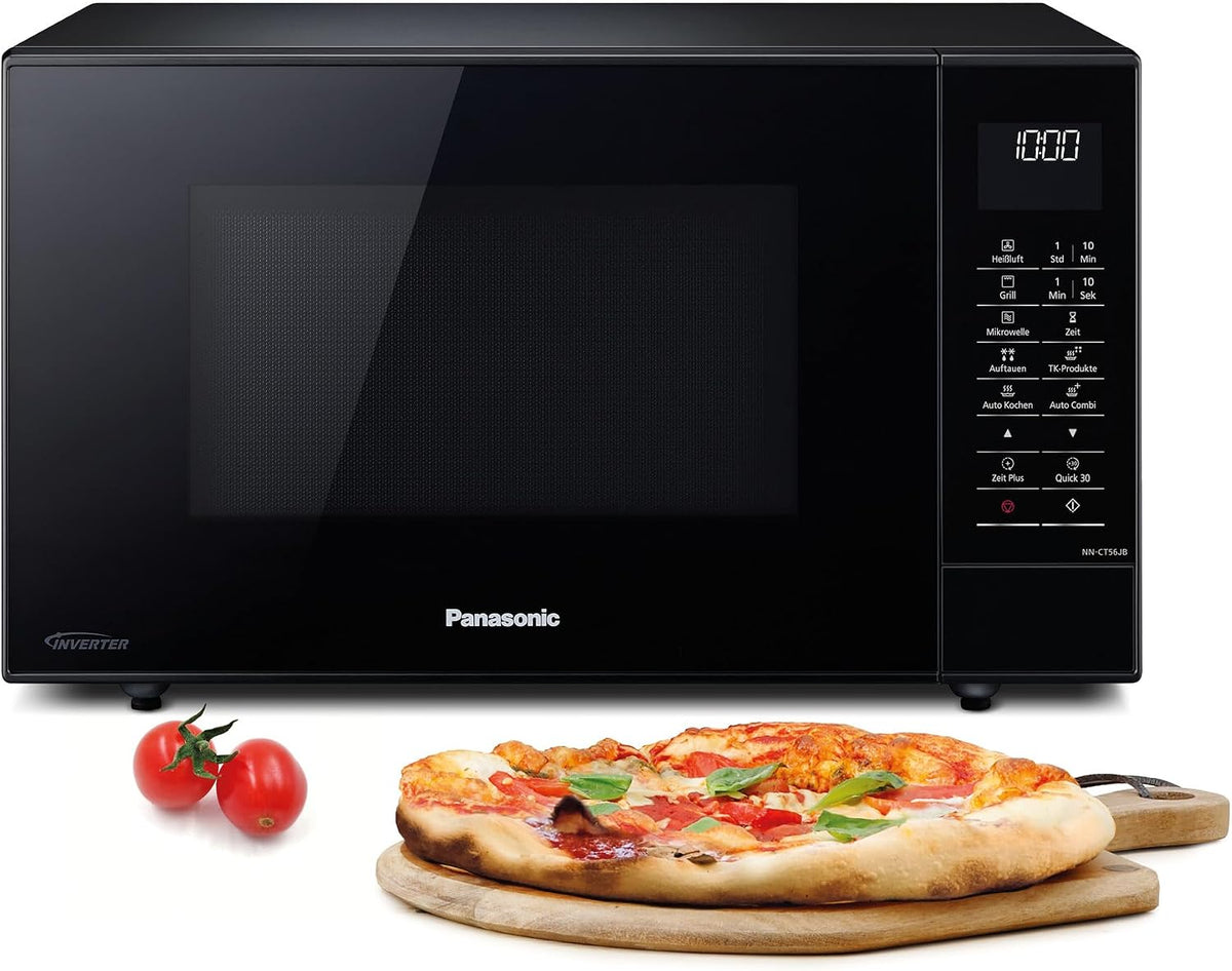 Panasonic Mikrowelle, 1000 W, 27 l, Schwarz, NN-CT56JBGPG Slimline-Kombi- nherd mit Grill, Drehteller aus Glas