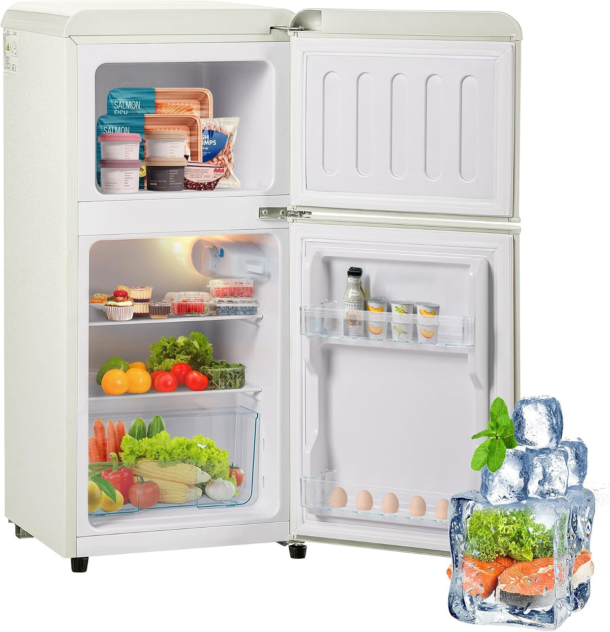 Merax Gefrierschrank, 22 Liter, 38 Liter, 60 L, Weiß, Retro Kühlschrank, Mini-Kühlschrank mit, Kühl-Gefrierkombination
