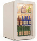 °CUBES Getränkekühlschrank, 128 L, Weiß, Retro Kühlschrank Creme, Leiser mit großem Stauraum für Küche, Büro, Kiosk & Gastronomie
