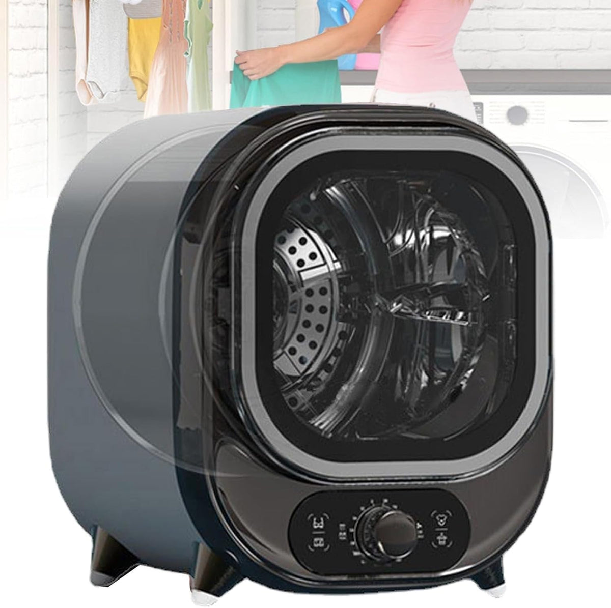 Kleiner Wäschetrockner, 0,8 Kg, 450w, Weiß, Tisch-Kondensations- Mit Edelstahltrommel, Tragbarer Frontlader-Kompakt
