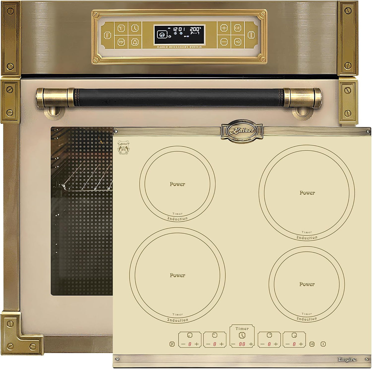 Backofen, 60 cm, 80 L, Schwarz, Set Herd Set Kaiser EH 6726 ElfAD+KCT 6195 IElfEm Autark, mit Induktionskochfeld Autark 4 Zonen mit Booster