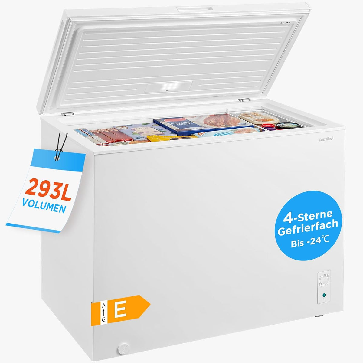 Comfee Gefriertruhe, 293 L, Schwarz, Freistehend