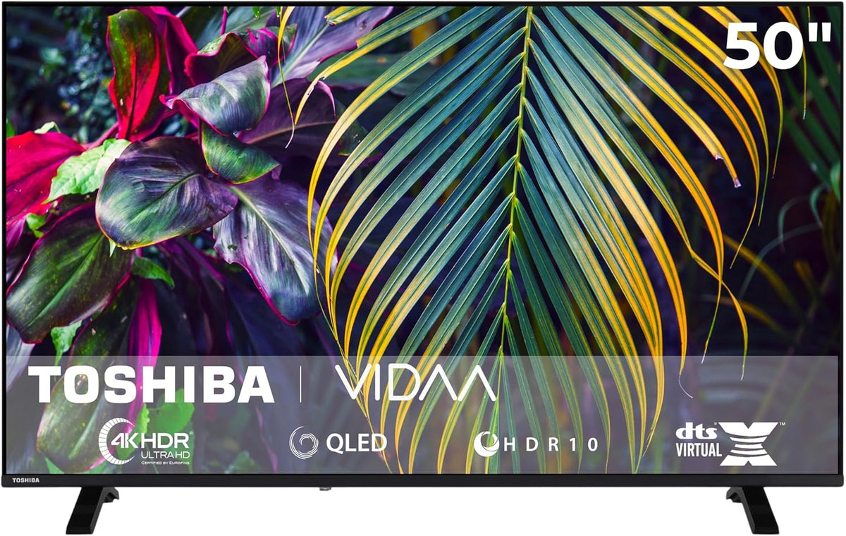 Toshiba Fernseher, 50 Zoll, Schwarz, Smart TV, 50QV1563DDW QLED VIDAA Smart TV 4K UHD Auflösung