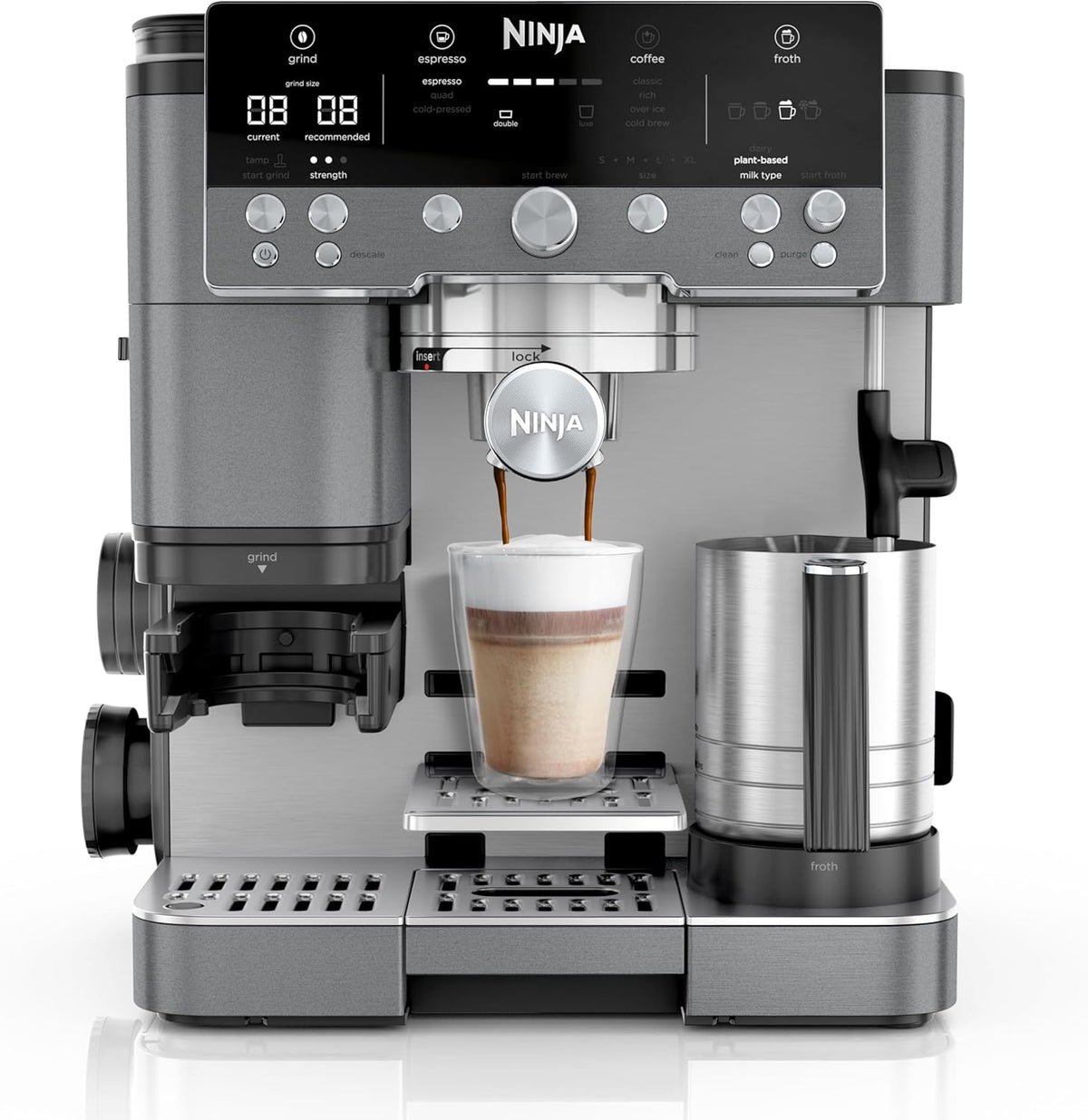 Ninja Kaffeemaschine, Grau, Luxe Café Premier 3-in-1, Metallisches, ES601EUGM