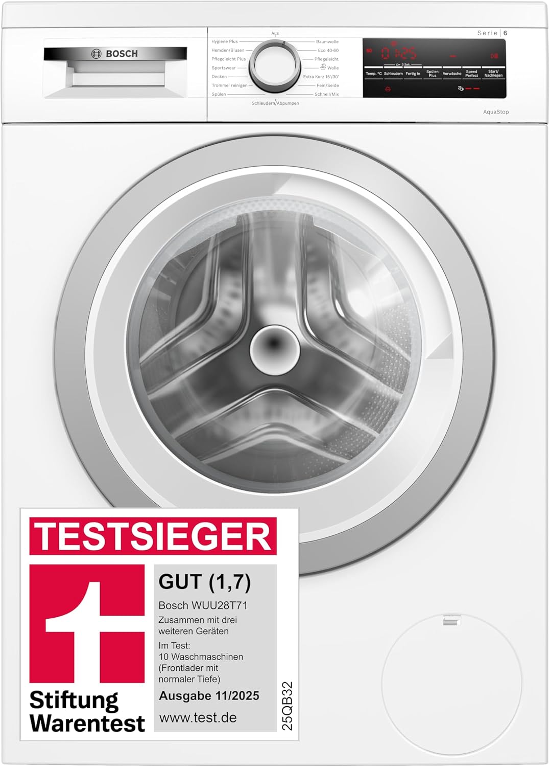 Bosch Waschmaschine, 8 kg, Weiß, Serie 6 Unterbau- 1400 UpM AquaStop WUU28T71