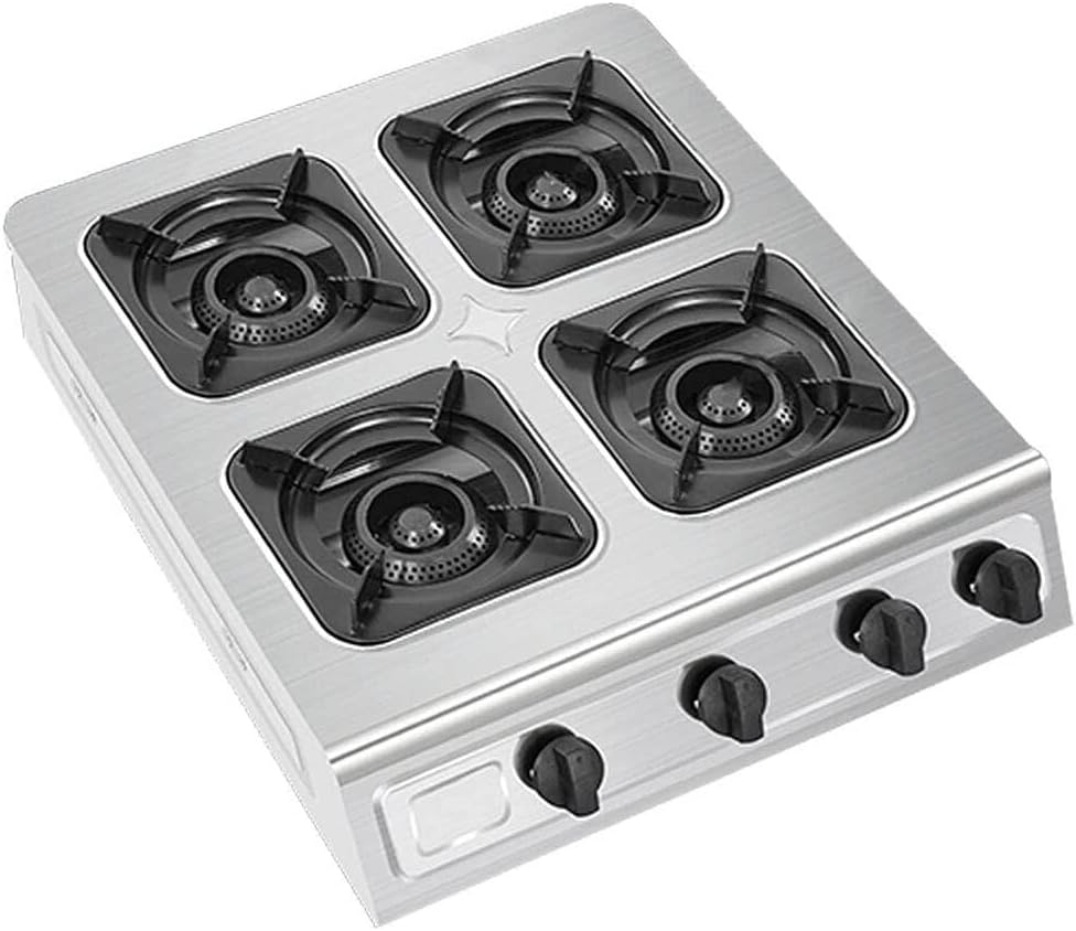 Robuster Gasherd, rostfreier Stahl, Schwarz, 4-Loch-Gastronomie-Brenner für den Außenbereich
