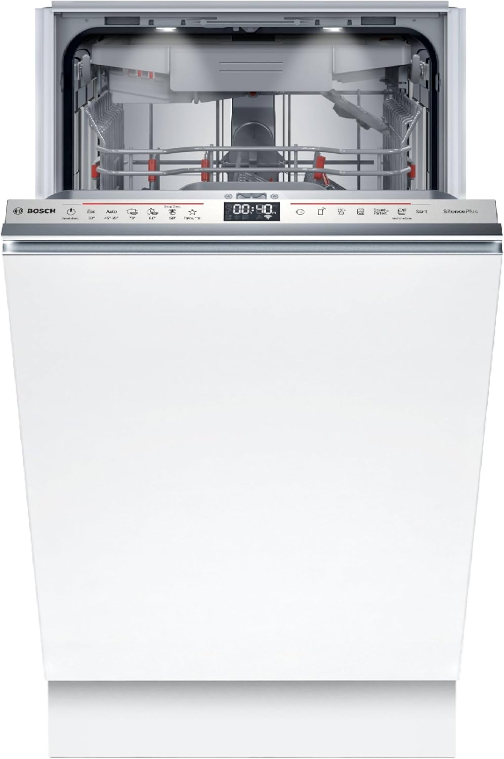 Bosch Geschirrspüler, 10 Maßgedecke, 45 cm, Silber, SPV6EMX09E Serie 6 Vollintegrierter, Smart Start, VarioFlex Korbsystem