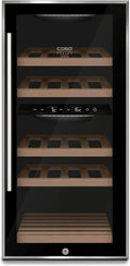 Caso Weinkühlschrank, Schwarz, für 24 Flaschen, 2 Zonen auf 5-20°C einstellbar, Sensor- Touch, LED beleuchtet freistehend