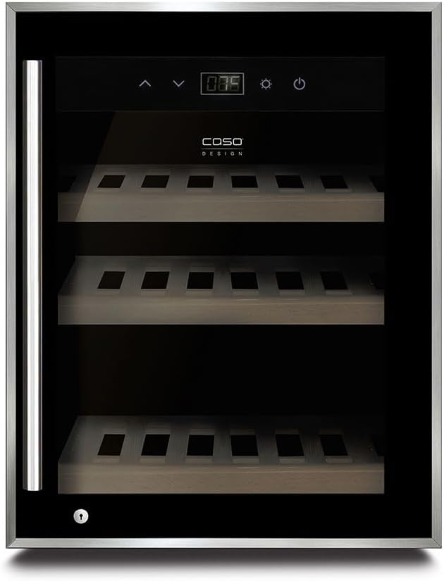 Caso Weinkühlschrank, 310 mm, Schwarz, eine Temperaturzone 5-20°C, Getränkekühlschrank, Energieklasse G