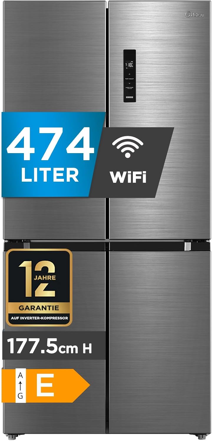 Midea Side-by-Side-Kühlschrank, 474 L, Weiß, MDRF632FIE46 Multi-Door Kühl-Gefrierkombination, NoFrost