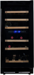 WK Weinkühlschrank, Schwarz, 100B-VG Premium mit er Tür-32 Flaschen Weinklimaanlage, Stahl Glas Holz, Blacks