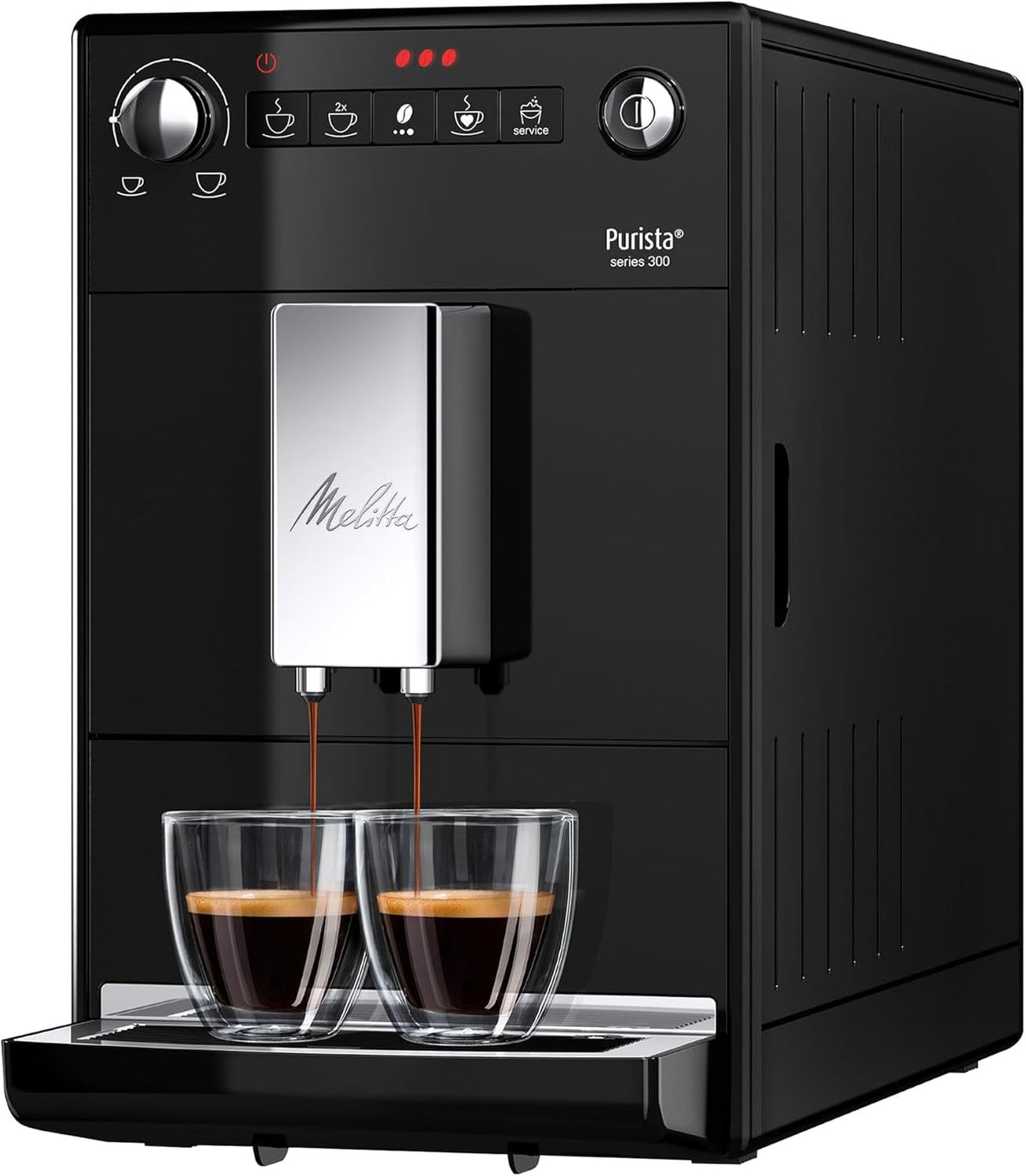 Melitta Kaffeevollautomat, Schwarz, Purista, mit Lieblingskaffee-Funktion, Kaffeemaschine mit Mahlwerk und 3-stufig Einstellbarer