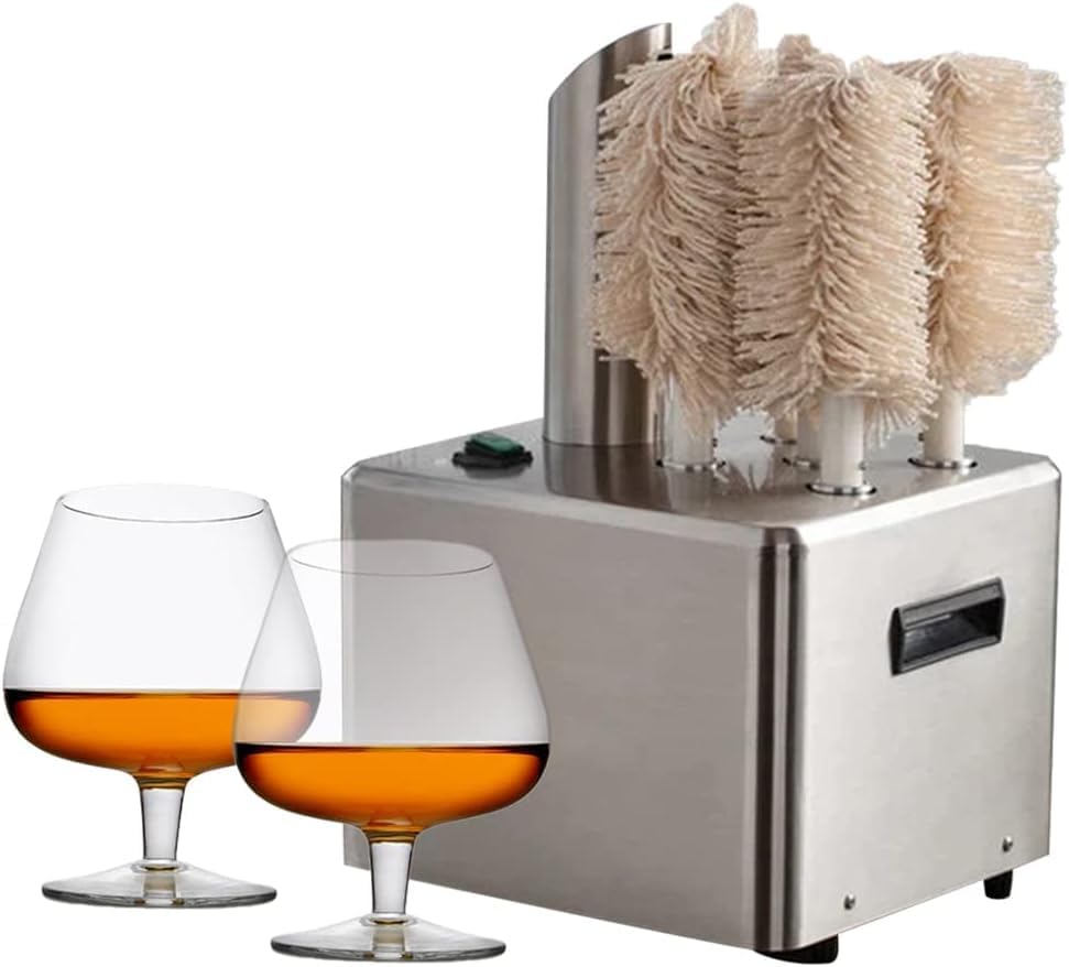 Gläserreinigungsmaschine, 1375 W, Edelstahl 304, Transparent, Elektrische Gewerbe-Gläserspülmaschine, Weinglasreinigungsmaschine für Weingüter mit 5