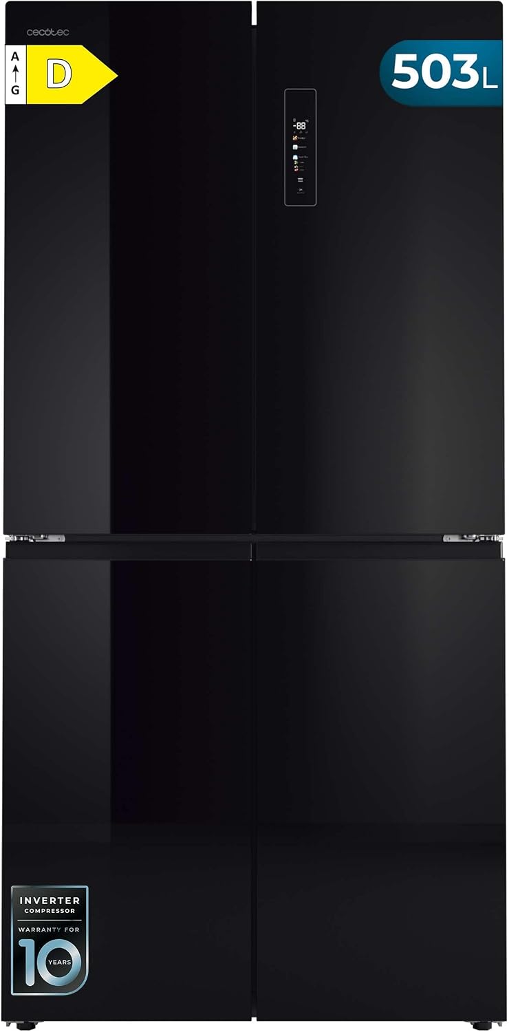 Cecotec Side-by-Side-Kühlschrank, 177,5 cm, 503 L, 85 cm, Schwarz, Side-by-Side Kühlschrank mit Gefrierfach Bolero CoolMarket