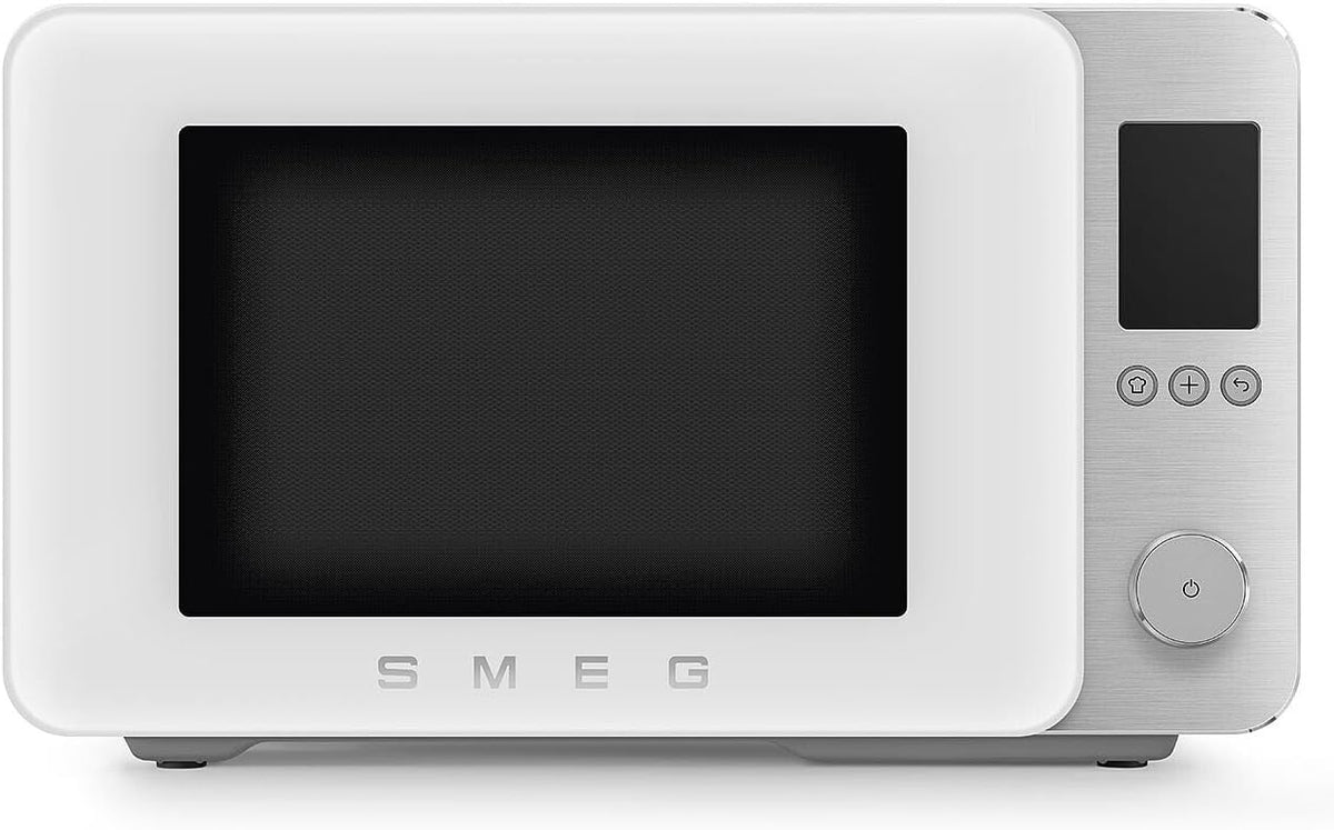 Smeg Mikrowelle, 2100 W, Schwarz/Silber, Kombi- MOC02WHMEU, 9 Fkt, Mattweiß
