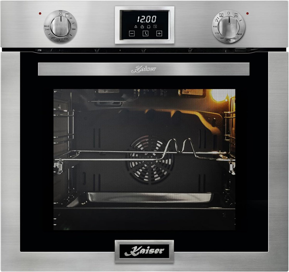 Kaiser Backofen, 60 cm, 79 L, Schwarz/Silber, EG 6372 Einbau-Gas autark, Umluft, Grill, Unterhitze, Drehspieß, Selbstreinigung