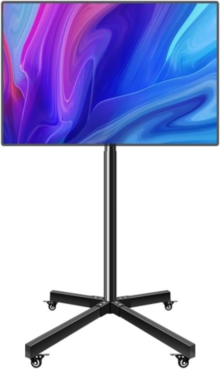 Fernseher, 46 x 44 x 138 cm, 42 Zoll, 30 kg, Kaltgewalzter Stahl, Schwarz, Mobiler TV-Wagen, mobiler TV-Ständer auf Rädern