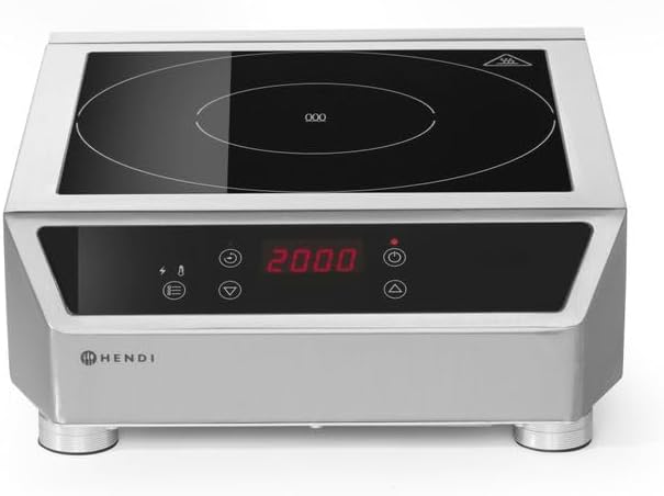 HENDI Kochfeld, 280 mm, 3500 W, 120 mm, 230 V, Silber, Induktionskocher, 3500 D, für Pfannen mit Bodendurchmesser ø140 bis ø