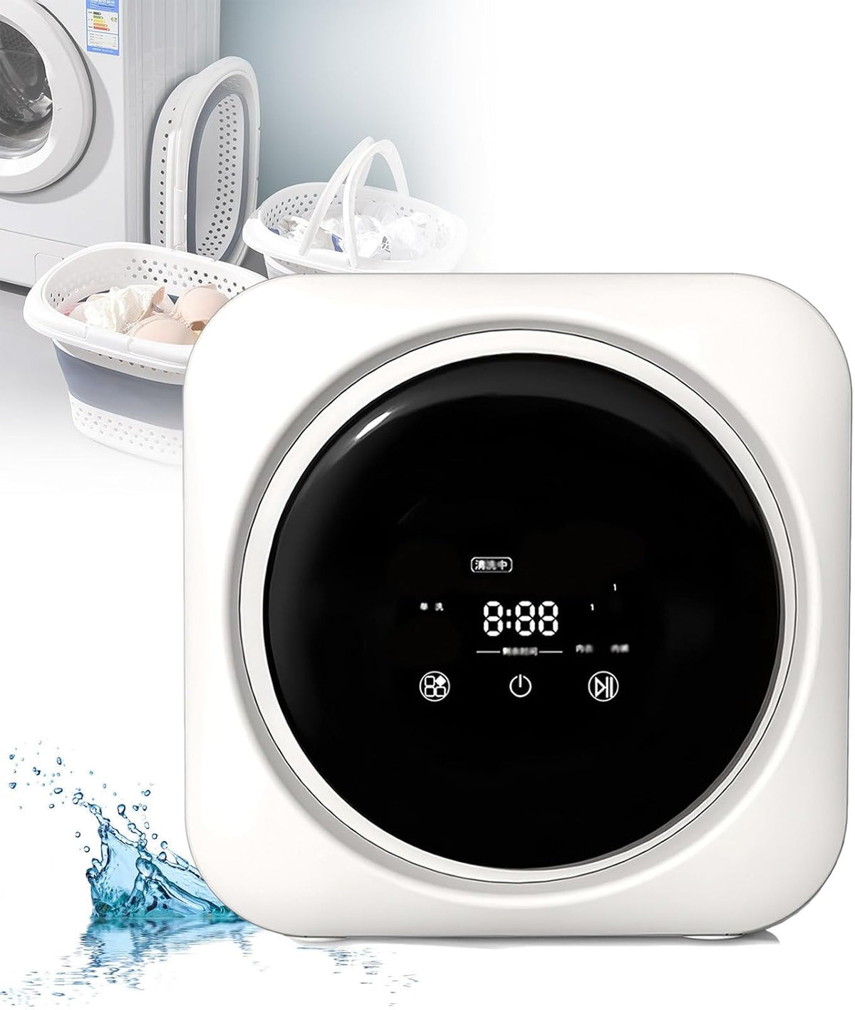 Waschmaschine Wäschetrockner, 3,5 l, Weiß, klein, zur Wandmontage, automatischer, Frontlader, mit LCD-Touchscreen
