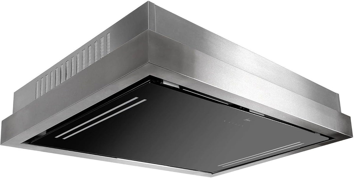 GURARI Dunstabzugshaube, 120 cm, 1000 m, Silber, Deckenhaube GCH C 343 IS 120 BL PRIME Einbau Umluft •