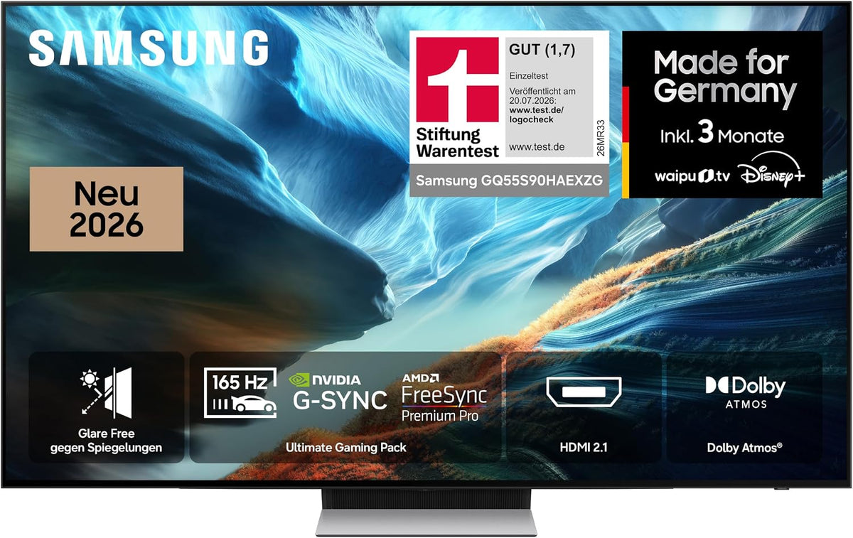 Samsung Fernseher, 55 Zoll, 138 cm, Schwarz, OLED S90H 4K , Antireflexion mit Glare Free, OLED HDR+, HDMI 2.1
