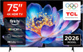 TCL Fernseher, 75 Zoll, Schwarz, Smart TV, 75V6D, 4K UHD, Smart TV, Fire TV, HDR10+, Dolby Atmos, DTS:X, Game Master