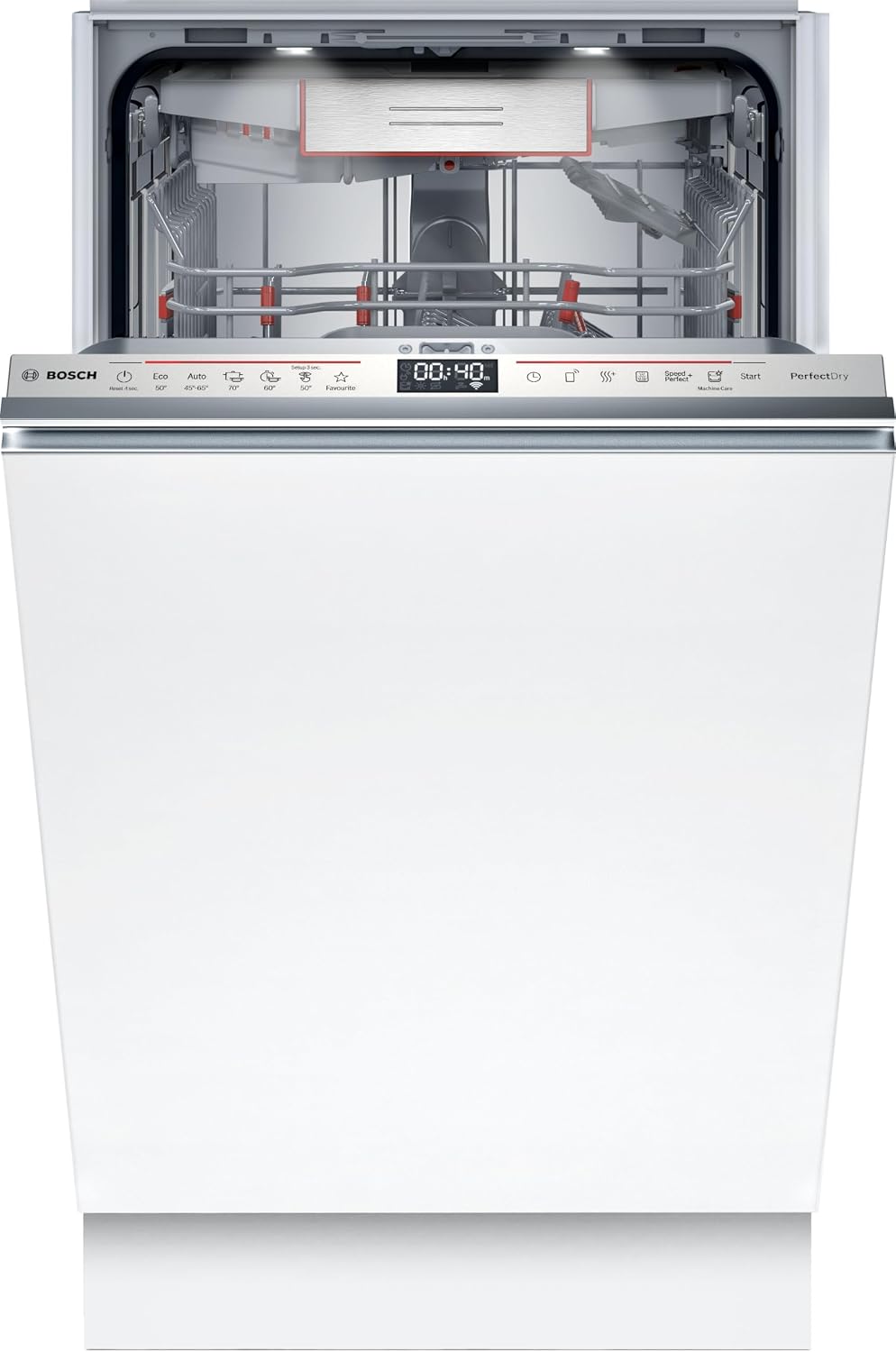 Bosch Geschirrspüler, 43 dB(A), im Silence-Programm 41 dB(A)., 10 Maßgedecke., 45 cm, Silber
