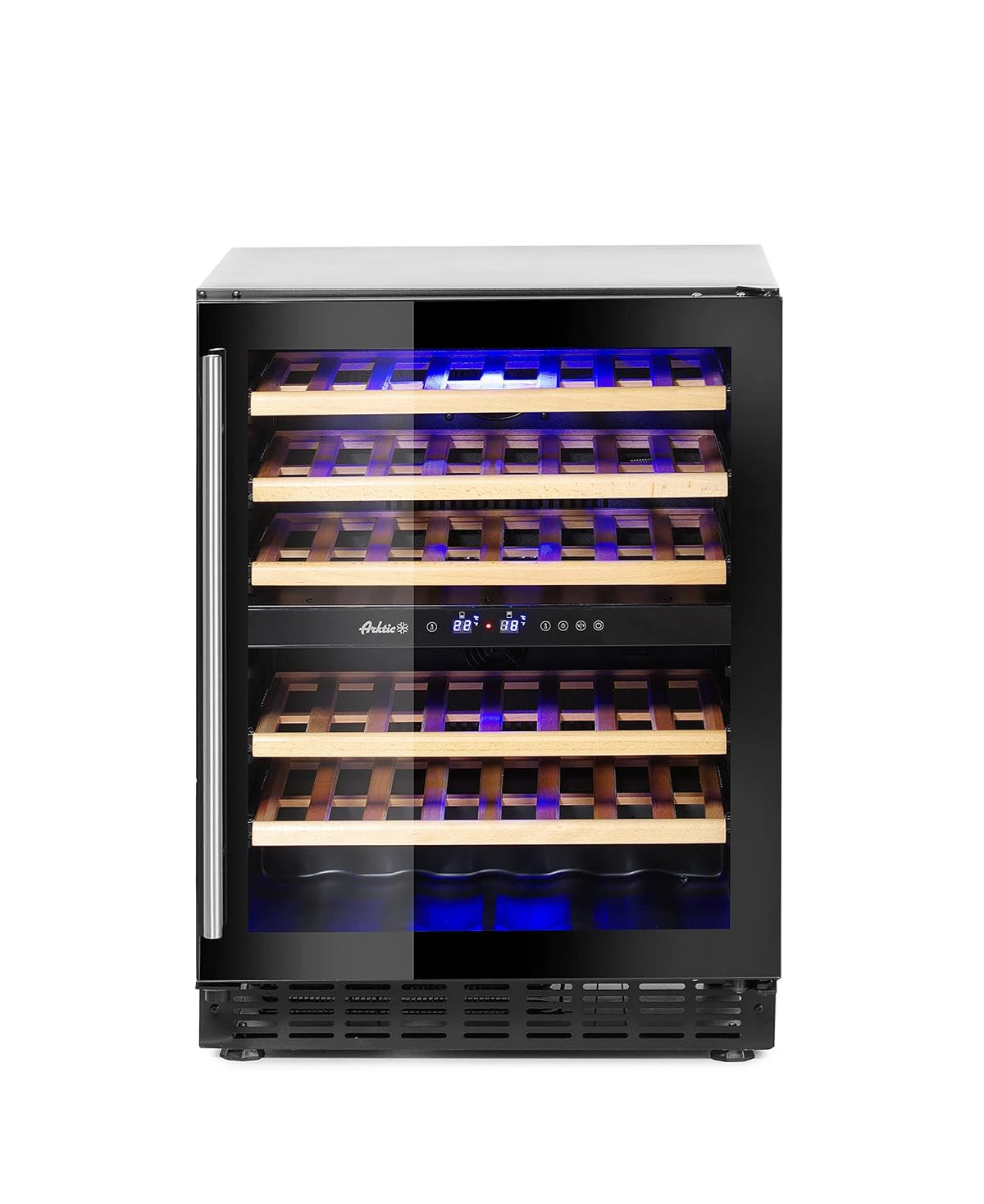 HENDI Weinkühlschrank, 46 Flaschen Wein, 820 mm, 133 L, 240 V, Schwarz, mit 2 Zonen, Getränkekühlschrank, Platz für 46 Flaschen