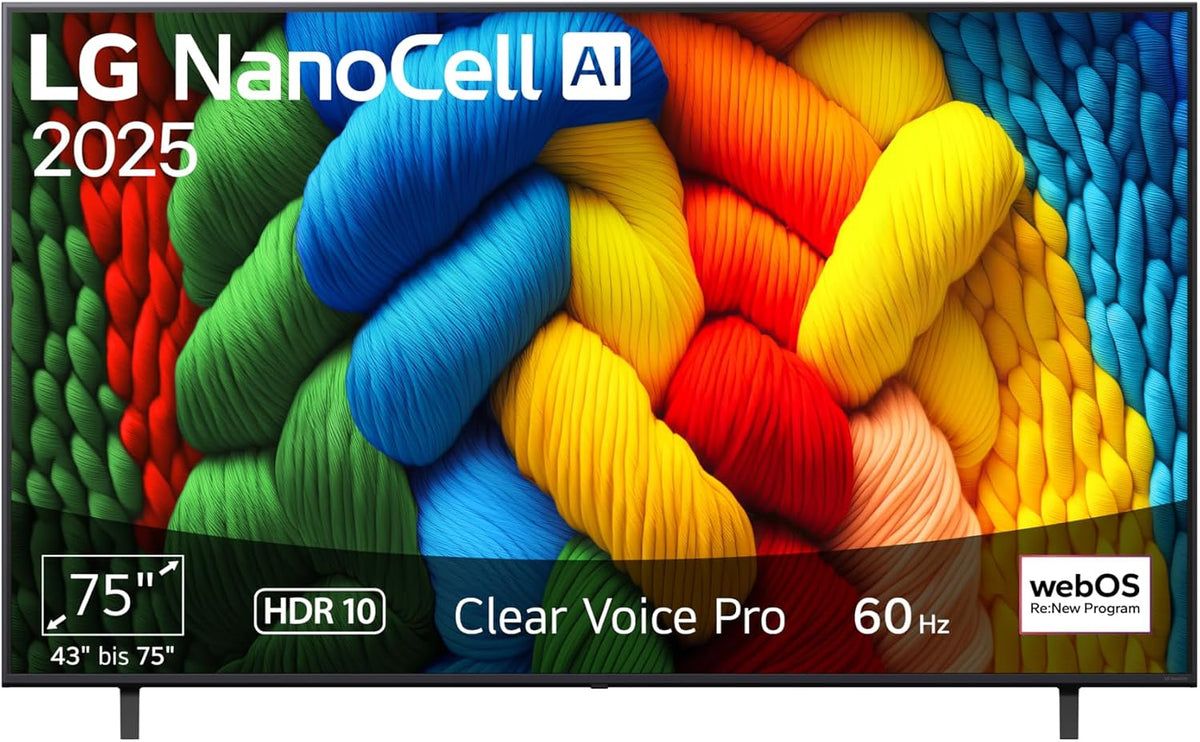 LG Fernseher, 75 Zoll, 190 cm, Braun, 75NANO80A6B TV 4K NanoCell AI TV (α7 Gen8 4K AI, webOS 25, 60 Hz) [Modelljahr 2025]