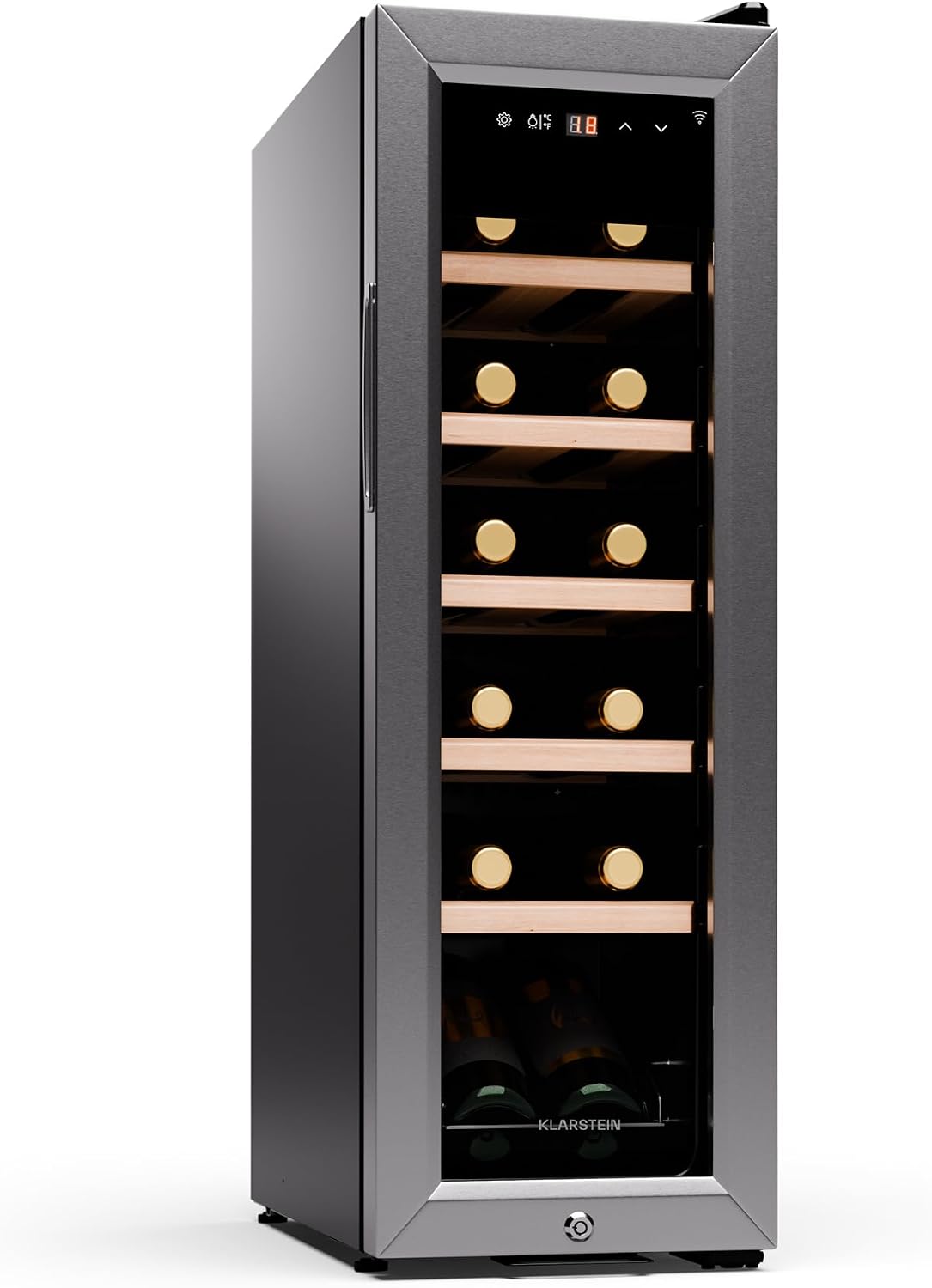 Klarstein Weinkühlschrank, Schwarz, 1 Zone Getränkekühlschrank, Indoor/Outdoor Kühlschrank, freistehend Flaschenkühlschrank Kle