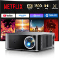 Beamer, Schwarz, 4K【Kompatibel mit Netflix & Dolby Audio】 Toptro 1500 ANSI, 1080P Full HD Video Projektor mit Zwei-Wege Bluetooth WiFi