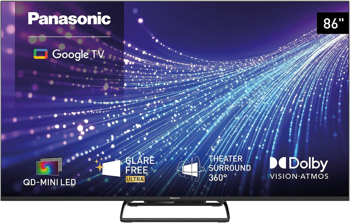 Panasonic Fernseher, Schwarz, TN-86W95C, 4K UHD QD-Mini LED TV, Glare Free Ultra, Google TV