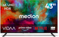 MEDION Fernseher, 43 Zoll, 108 cm, Schwarz, Smart TV, Ultra HD (Smart-TV, HDR10, VIDAA Store, HBO Max, MagentaTV
