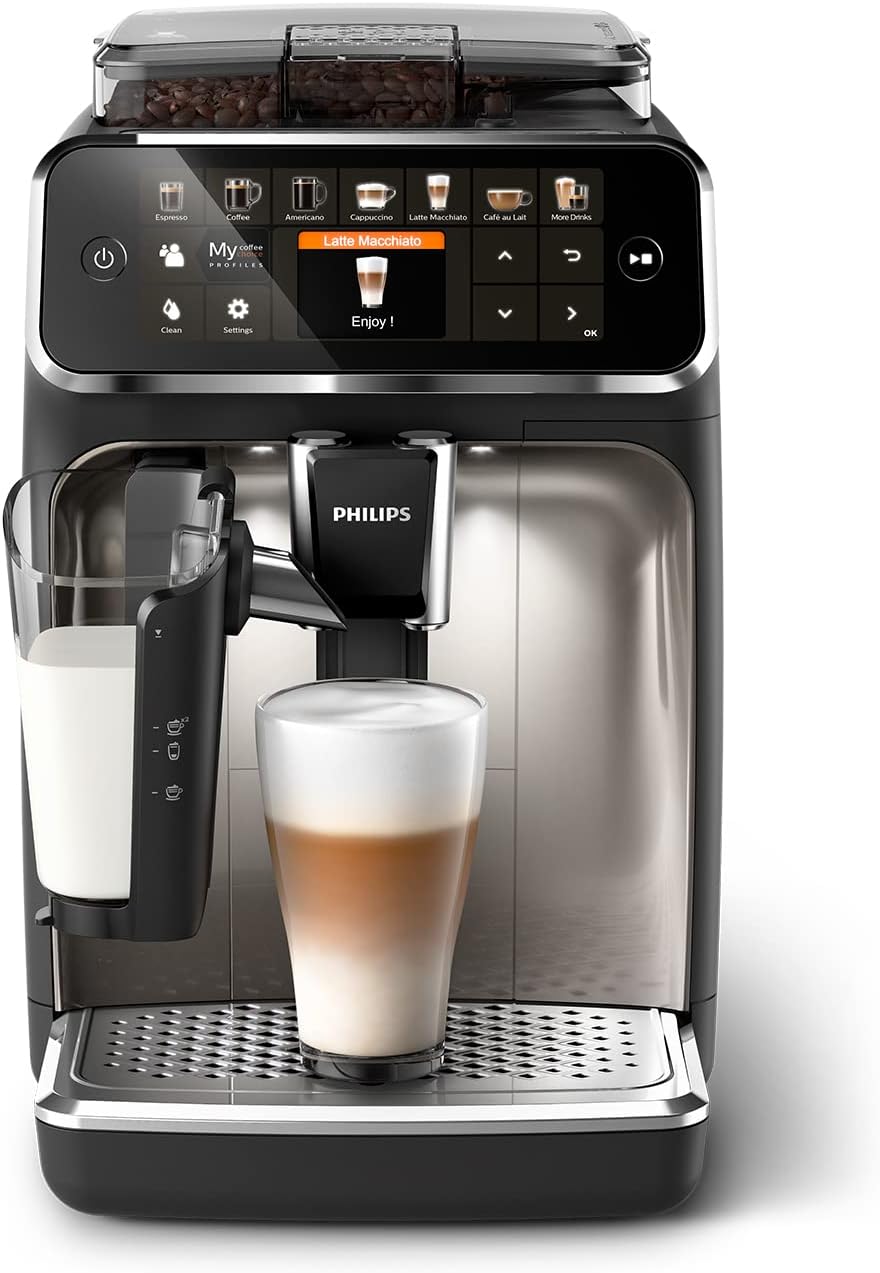 PHILIPS Kaffeevollautomat, Schwarz/Silber, LatteGo 5400 Serie, Chrom, 12 Spezialitäten