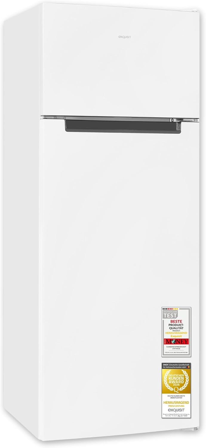 Exquisit Kühlschrank, 142,6 cm, 206 L, Weiß, mit Gefrierfach Freistehend
