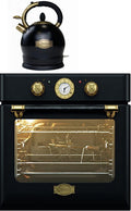 Kaiser Backofen, 68 L, Schwarz/Silber, Herdset Autark Einbau EH 6432 BE Eco+WK 2000 Em, Retro Einbau Elektro, Autark